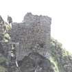 Historic Building Survey photograph, from N, External W-facing elevation, Coroghon Castle, Canna