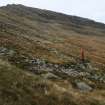 View WNW showing the two enclosures at the foot of the slope.