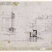 Elevation and plan showing furnace room alterations at Ballogie House.