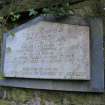 Historic building recording, Memorial plaque, in E garden wall, Gardener's House and Bothy, Arniston Estate, Temple