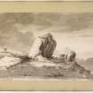 Drawing of stone circle from album, page 70 (reverse).