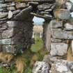 Historic building survey, Building No. 3, N wall interior, detail of window, facing N, Cille-Bharra Church Group, Eoligarry, Barra