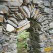 Historic building survey, Building No. 3, N wall exterior, detail of entrance, facing SW, Cille-Bharra Church Group, Eoligarry, Barra