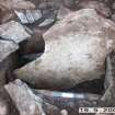 Archaeological excavation, Cist 1 with displaced capstone, Holm Mains Farm, Inverness, Highland