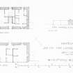New Lanark, Matilla Row.
Floor plans and site plan.
Titled: 'Mantilla Row (128-130 Lanark Road) New Lanark. 'ground-floor plan' 'Basement plan'