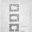 Survey drawing; phased ground, entresol and first floor plans, Covington Tower