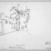 Sketched perspective view of the Bishop's Palace, Kirkwall.