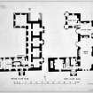 Publication drawing; phased ground and first floor plans of the  Earl's Palace, Kirkwall.