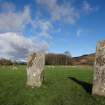 Digital photograph of panel in context with scale, from Scotland's Rock Art Project, Nether Largie North West Standing Stone, Kilmartin, Argyll and Bute