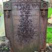 View of early 19th century cast iron grave marker of Alexander Hay (died 1796) and his spouse Margaret Nicholson who died in 1812.