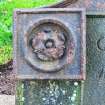 Detail of the cast iron grave marker of John Smith who died in 1827.