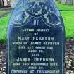 View of gravestone of Mary Pearson (died 1915) incorporating Art Nouveau rose design.