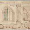 Drawing showing details for West window of aisle, St James Episcopal Church, Edinburgh.
