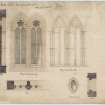 Drawing showing details of West windows of nave, St James Episcopal Church, Edinburgh. 
