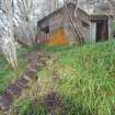 View from the NW of the steps leading up from the path to the post