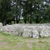 Digital photograph of panel to west, from Scotland's Rock Art project, Balnuarin Of Clava Centre Kerb, 3, Highland
