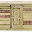 Drawing of alternative design for bookcases and wall panels at Brucefield House. 