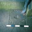 Historic building survey, Room 39, Stone at base of downpipe outside room R39, Upper Square, Hynish, Argyll and Bute