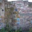 Historic building recording, Detail of blocked window and alterations, Wall J, Phase 2, The Old Wet Dock, Alloa Harbour
