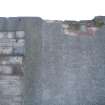 Historic building recording, Detail of stone wall under harl, Wall C, Phase 2, The Old Wet Dock, Alloa Harbour