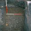 Archaeological evaluation, Stony surface at base of evaluation trench, St. Michael's Bakery, Linlithgow, West Lothian