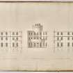 Roxburghshire, Minto House. Titled: 'Section of Portico & East Wing', 'Front Elevation of Portico', 'Section of Portico and West Wing.'
