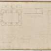 Roxburghshire, Minto House. Hall ceiling details: plan, elevation, section of arches, section of border and ribs, profiles of cornice moulding.