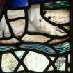 North Aisle . Detail of Karl Parsons initials on stained glass window dated 1916