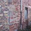 Historic building survey, SW facing exterior wall detail, Co-op Building, West Barns, Dunbar, East Lothian