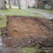 Watching Brief photograph, Location of pit in relation to castle, looking SE, Crathes Castle Stables