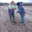 Excavation photograph, GPS logging metal-detected fins from plough soil around site, new Mearns Academy site, Laurencekirk, Aberdeenshire