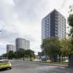 General view of Cornhill Court, Rosehill Court & Cairncry Court from south east.