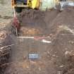 Evaluation photograph, Trench 3 looking W (tree root left across centre of trench), Proposed play area, Brodie Castle, Moray