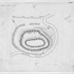Publication drawing; plan of motte and bailey, Garpol Water (RCAHMS 1920 fig. 95)