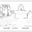 Plan and elevations of castle and Dovecot.