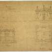 Photographic copy of drawing showing elevation, section and plan of Mausoleum, Forglen House.