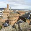 Roofscape general view looking north east with north wing and Moray Firth