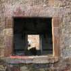 Historic Building Survey photograph, Direction facing NW, Building D, South elevation, Ground floor window, Goshen Farm