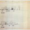 Project Architect work in office of Baxter Clark & Paul Dundee.
Livingston Development Corporation. Invited competition for Corporation HQ building, Livingston Village.
Sketch Design. East & west elevation.
