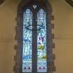 Transept. Detail of stained glass window. 