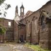 North courtyard. View of north wing and chapel, from north.