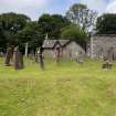 View from south of session house and Stewart burial aisle within graveyard setting 