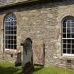 Detail of arched windows and monuments on south facade