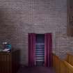 View of stairs leading from sanctuary to vestry and upper hallway