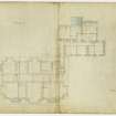 Drawing showing plan of bedroom floor, Spottiswoode House.