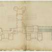 Drawing of Thirlestane Castle showing plan of dining and drawing room floor with additions and alterations.