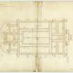 Drawing of St Peter's Parish Church, Thurso, showing plan of foundations and drains.