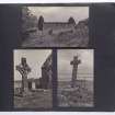 Violet Banks Photograph Album - Islay - Page 9 - View of Kildalton Chapel; Kildalton sculptured cross / High Cross; Kildalton, small cross. 