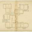Drawing of Tynninghame House showing plan of bedroom floor with alterations and additions.