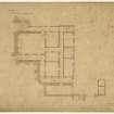Drawing of Whittingehame House showing plan of alterations on ground floor of wing.